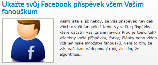 Ukažte svůj Facebook příspěvek všem Vašim fanouškům